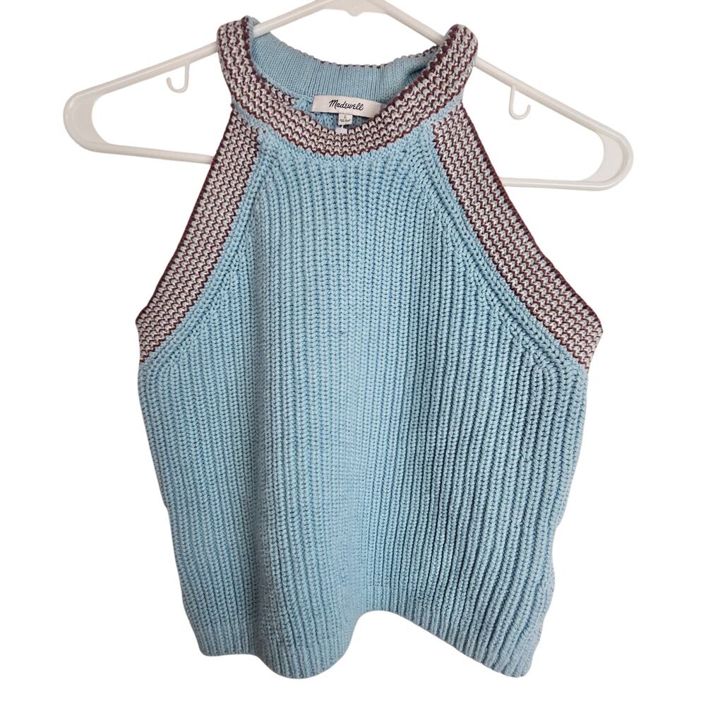 Madewell Womens Imelda Chunky Knit Crop Halter Sweater Sz S Preppy Heavy Cottage
